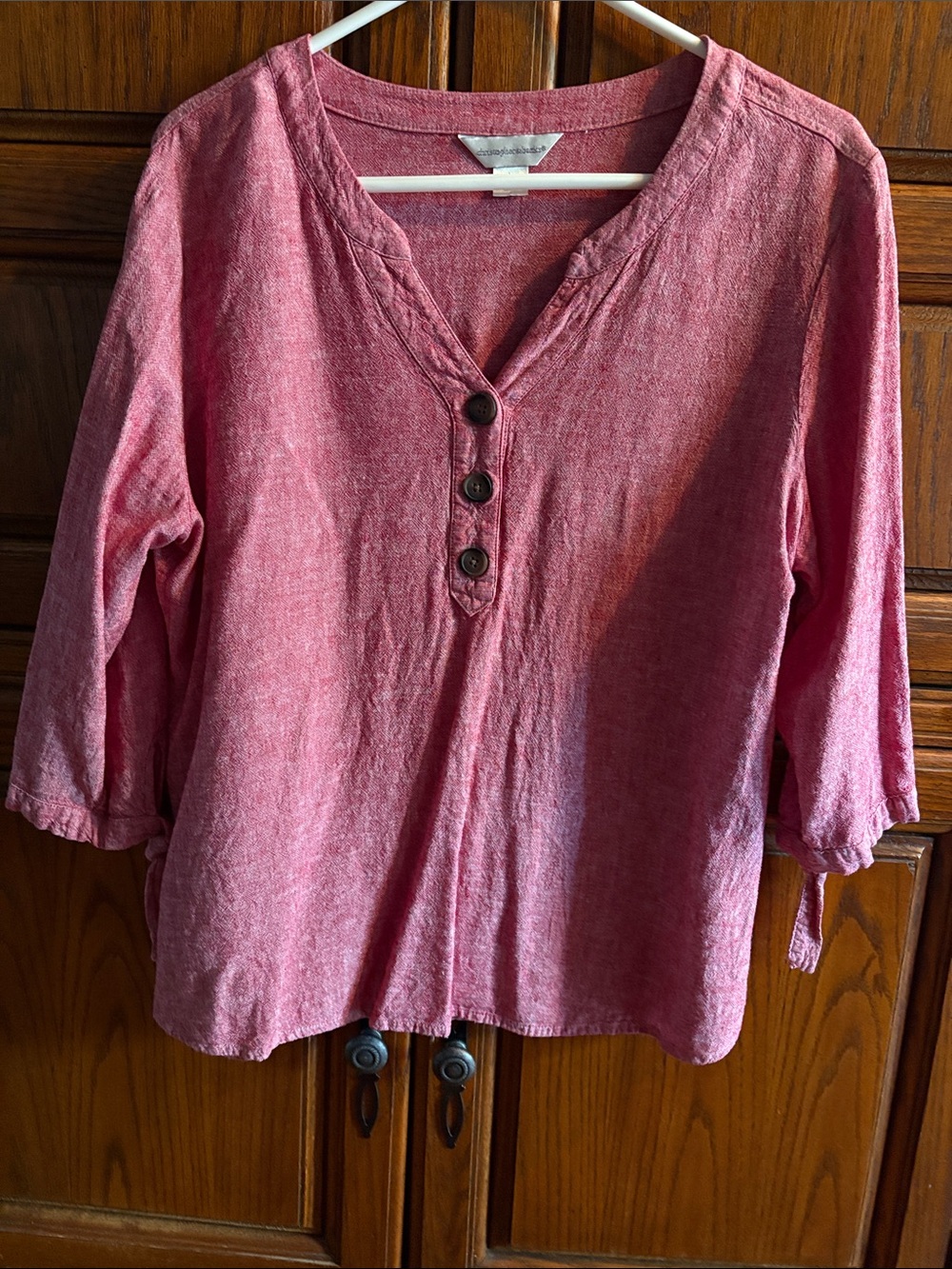 Christopher & Banks Washed Rose Pink Henley Tunic with Button Placket